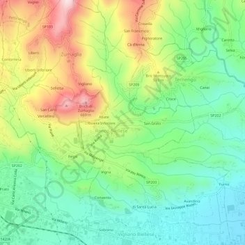 Alessandrino topographic map, elevation, terrain