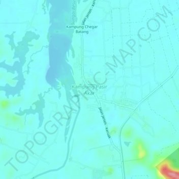 Kampung Pasir Akar topographic map, elevation, terrain