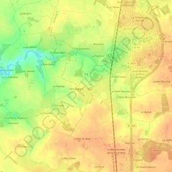 Le Vivier topographic map, elevation, terrain