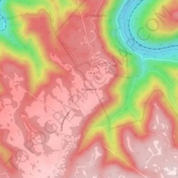 Grandview topographic map, elevation, terrain
