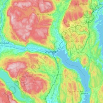 Drammen topographic map, elevation, terrain