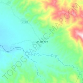 San Ignacio topographic map, elevation, terrain