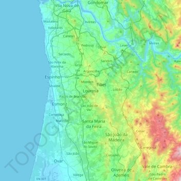 Lourosa topographic map, elevation, terrain