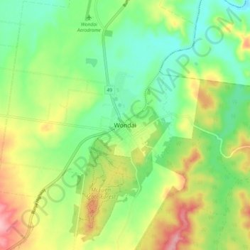 Wondai topographic map, elevation, terrain