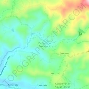 Piedade do Paraopeba topographic map, elevation, terrain