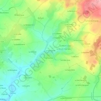 La Sauvagerie topographic map, elevation, terrain