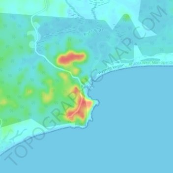 Butre topographic map, elevation, terrain
