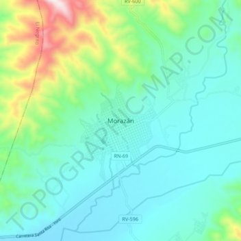 Morazan topographic map, elevation, terrain