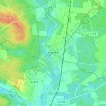 Poitzen topographic map, elevation, terrain
