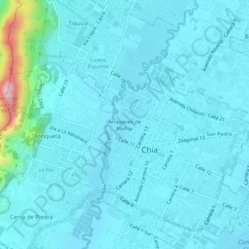 Arrayanes de Riofrio topographic map, elevation, terrain