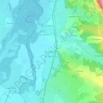 Les Grands Bardins topographic map, elevation, terrain