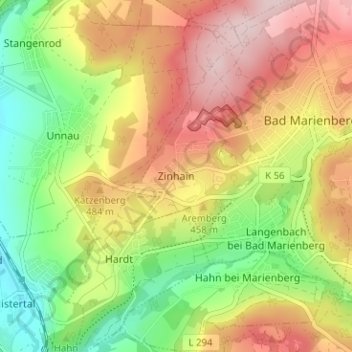 Zinhain topographic map, elevation, terrain
