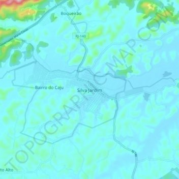 Silva Jardim topographic map, elevation, terrain