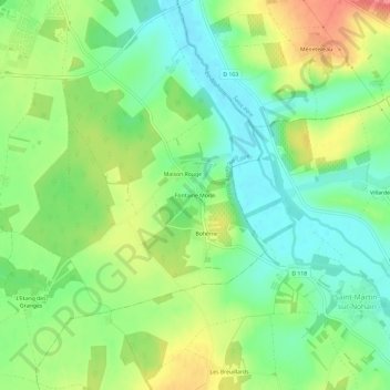 Fontaine Morin topographic map, elevation, terrain
