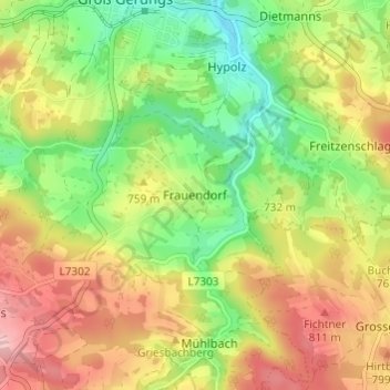Frauendorf topographic map, elevation, terrain