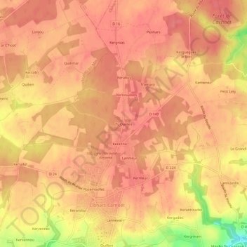 Ty Quelen topographic map, elevation, terrain