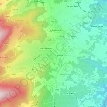 Le Briat topographic map, elevation, terrain