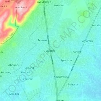 Oyarifa topographic map, elevation, terrain