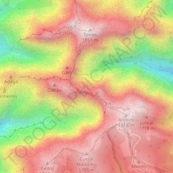 Pedra Rija topographic map, elevation, terrain