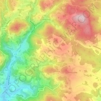 Landshut topographic map, elevation, terrain