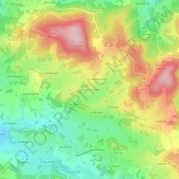 Le Grand Couret topographic map, elevation, terrain