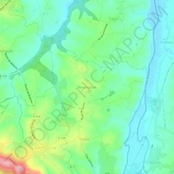 Amendeuix topographic map, elevation, terrain