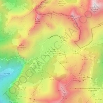 Les Mouilles topographic map, elevation, terrain