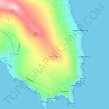 Lambaklettur topographic map, elevation, terrain