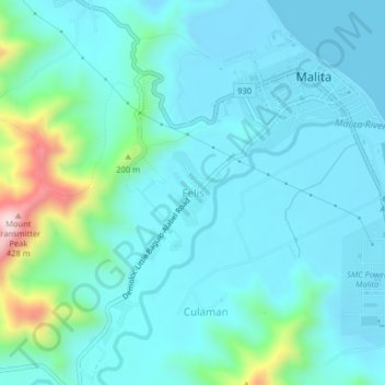 Felis topographic map, elevation, terrain