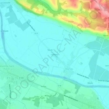 Carretou topographic map, elevation, terrain