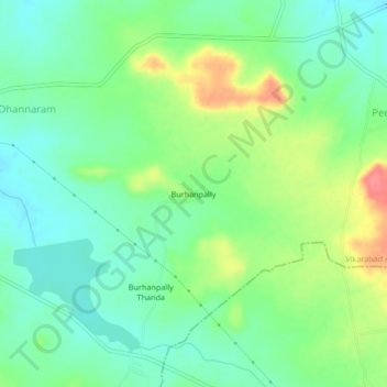 Burhanpally topographic map, elevation, terrain