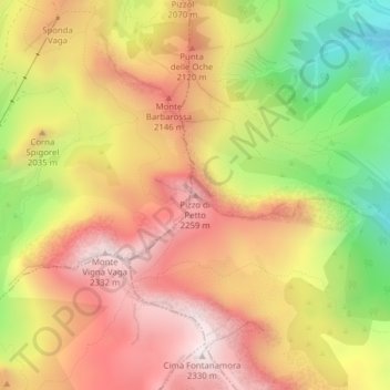Pizzo di Petto topographic map, elevation, terrain