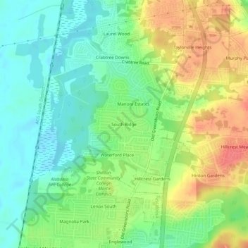 South Ridge topographic map, elevation, terrain