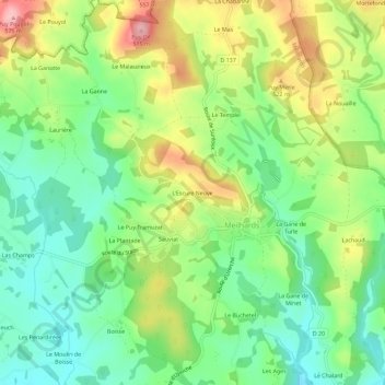 L'Escure Neuve topographic map, elevation, terrain