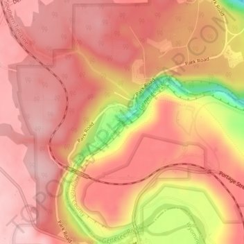 Middle Falls topographic map, elevation, terrain