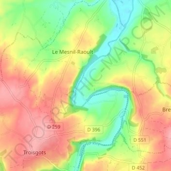 L'Angle topographic map, elevation, terrain