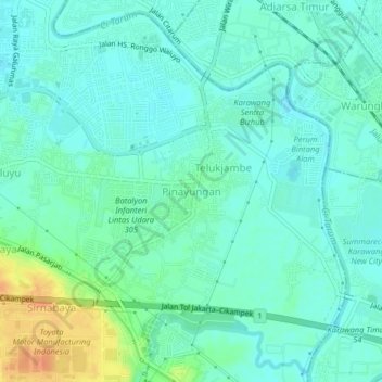 Pinayungan topographic map, elevation, terrain