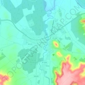 Peñafiel topographic map, elevation, terrain