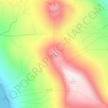 Slættafelli topographic map, elevation, terrain