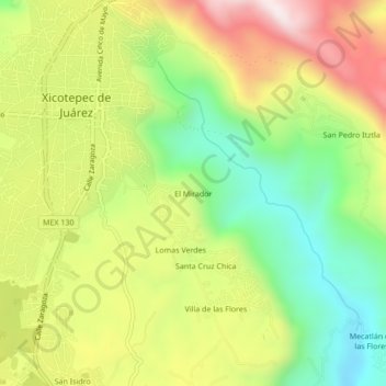 El Mirador topographic map, elevation, terrain