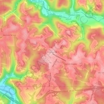 Chestnut Hill topographic map, elevation, terrain