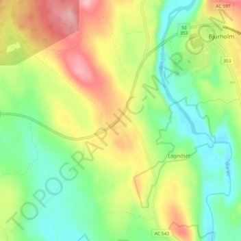Högås topographic map, elevation, terrain