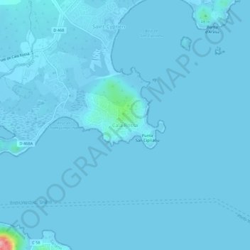 Cala Rossa topographic map, elevation, terrain