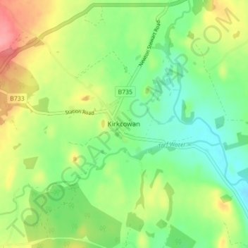 Kirkcowan topographic map, elevation, terrain