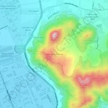Altos de La Reserva topographic map, elevation, terrain