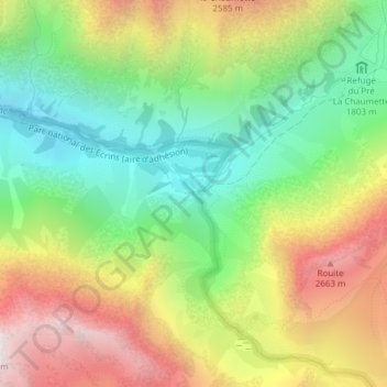 Prelles topographic map, elevation, terrain