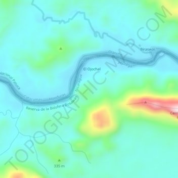 El Ojochal topographic map, elevation, terrain