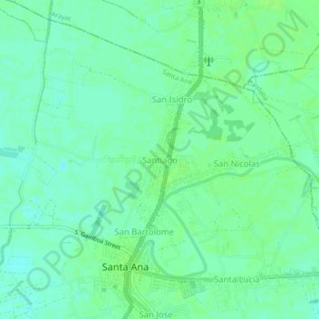 Santiago topographic map, elevation, terrain