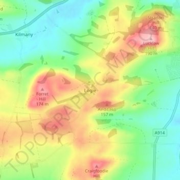 Logie topographic map, elevation, terrain