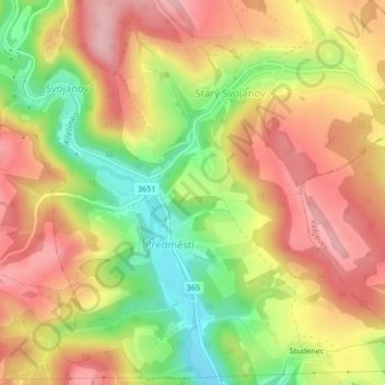 Na Kříbu topographic map, elevation, terrain